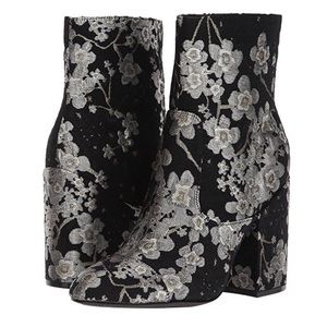 Metallic Floral Print Booties